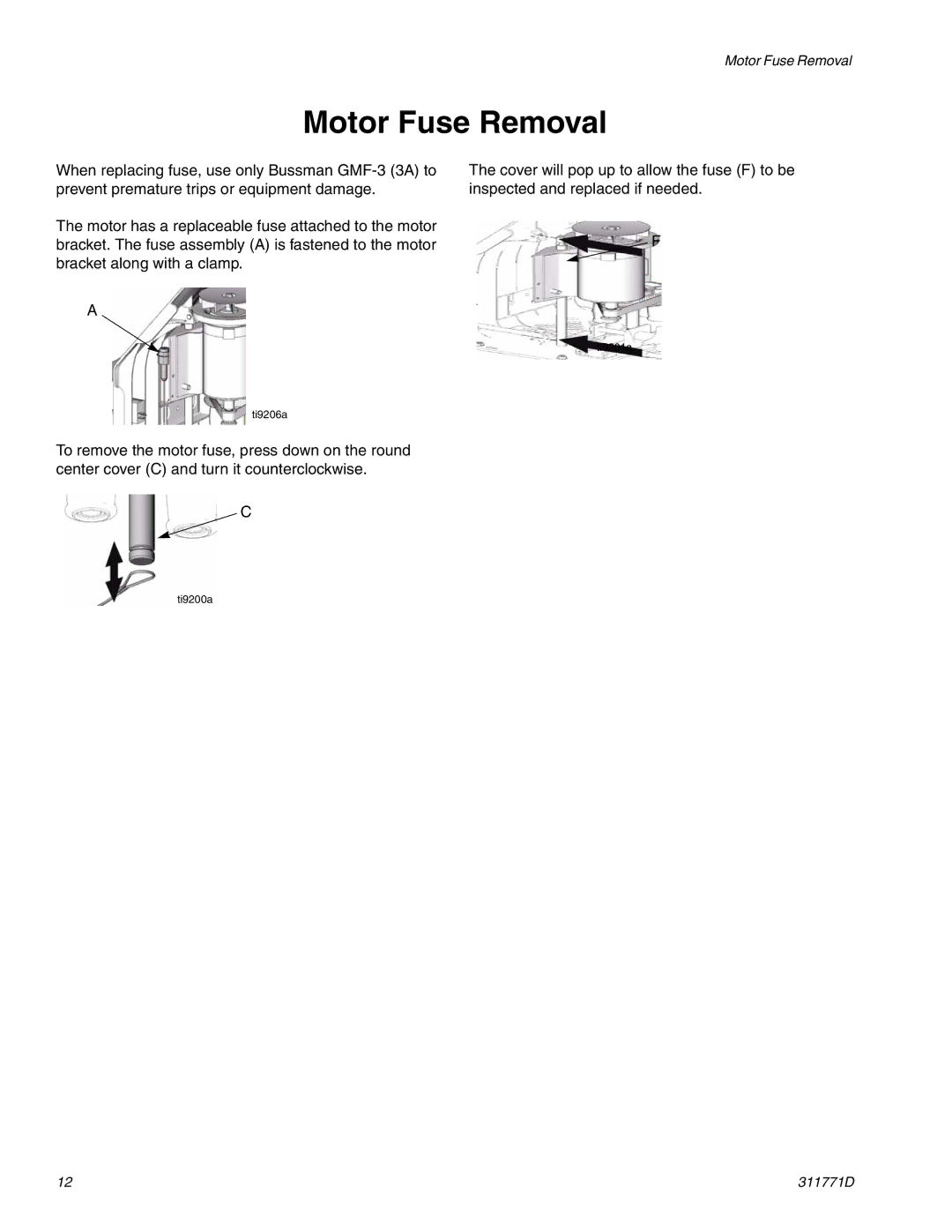 Graco RTX-650 important safety instructions Motor Fuse Removal 