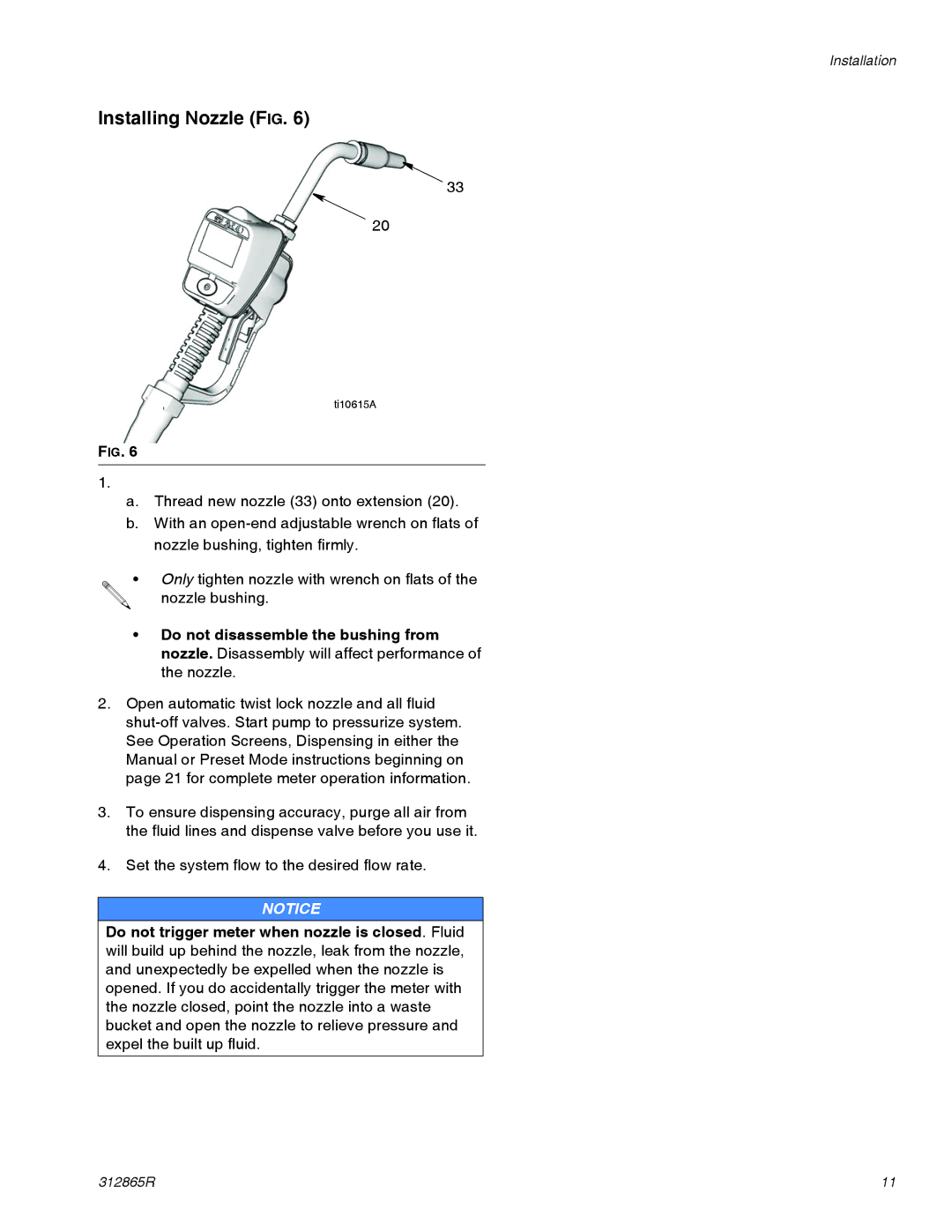 Graco SDP15, SDM15, SDM5, SDP5 important safety instructions Installing Nozzle FIG 