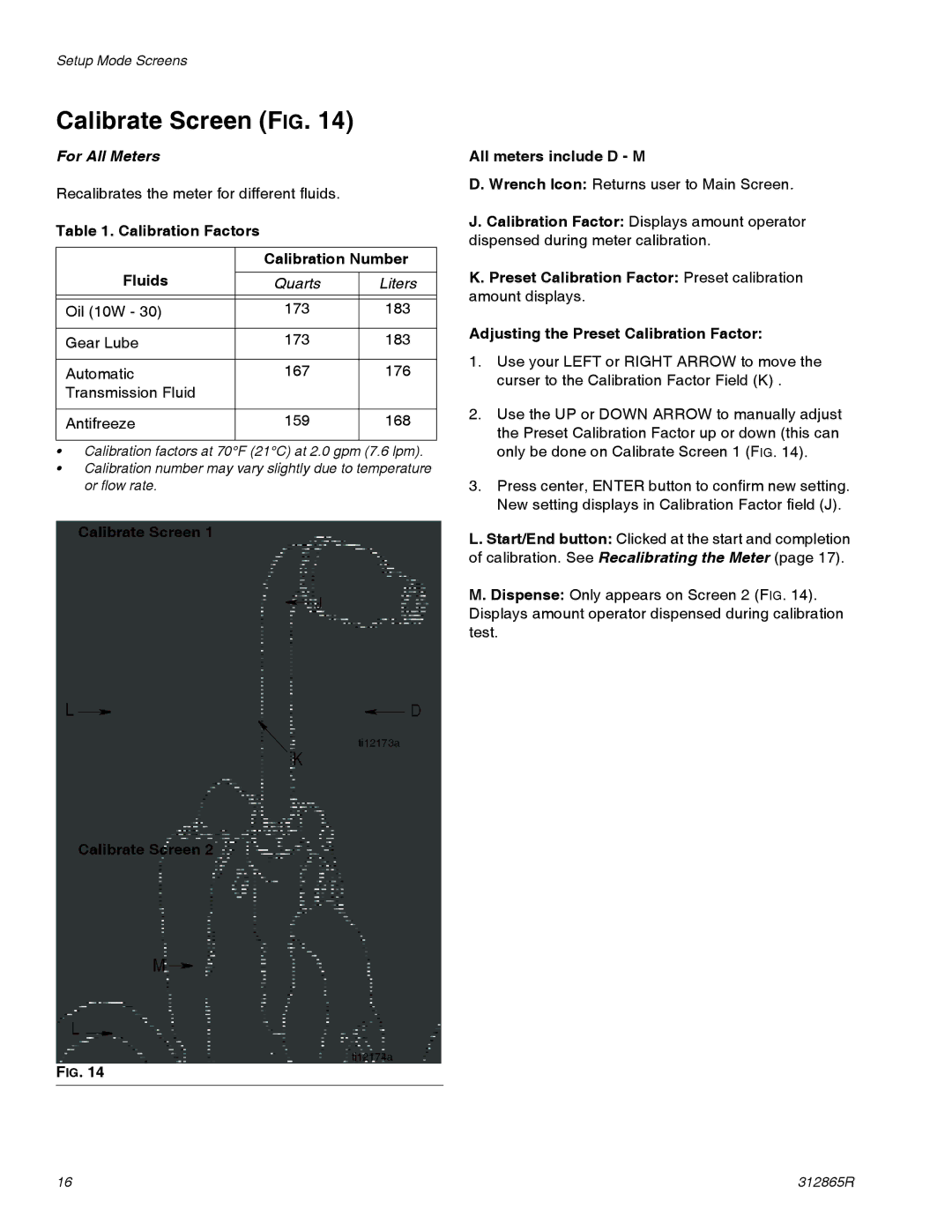 Graco SDM15, SDM5, SDP5, SDP15 important safety instructions Calibrate Screen FIG, Calibration Number, Fluids 