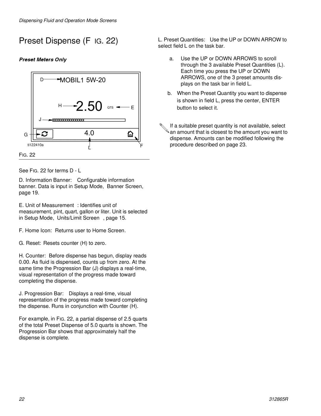 Graco SDP5, SDM15, SDM5, SDP15 important safety instructions Preset Dispense FIG, See for terms D L 