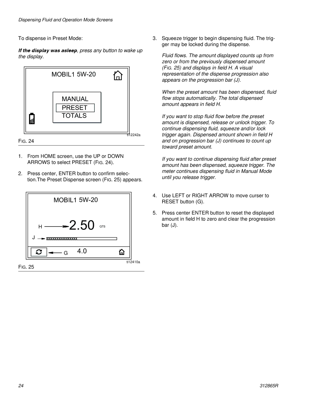 Graco SDM15, SDM5, SDP5, SDP15 important safety instructions 50 QTS, To dispense in Preset Mode 