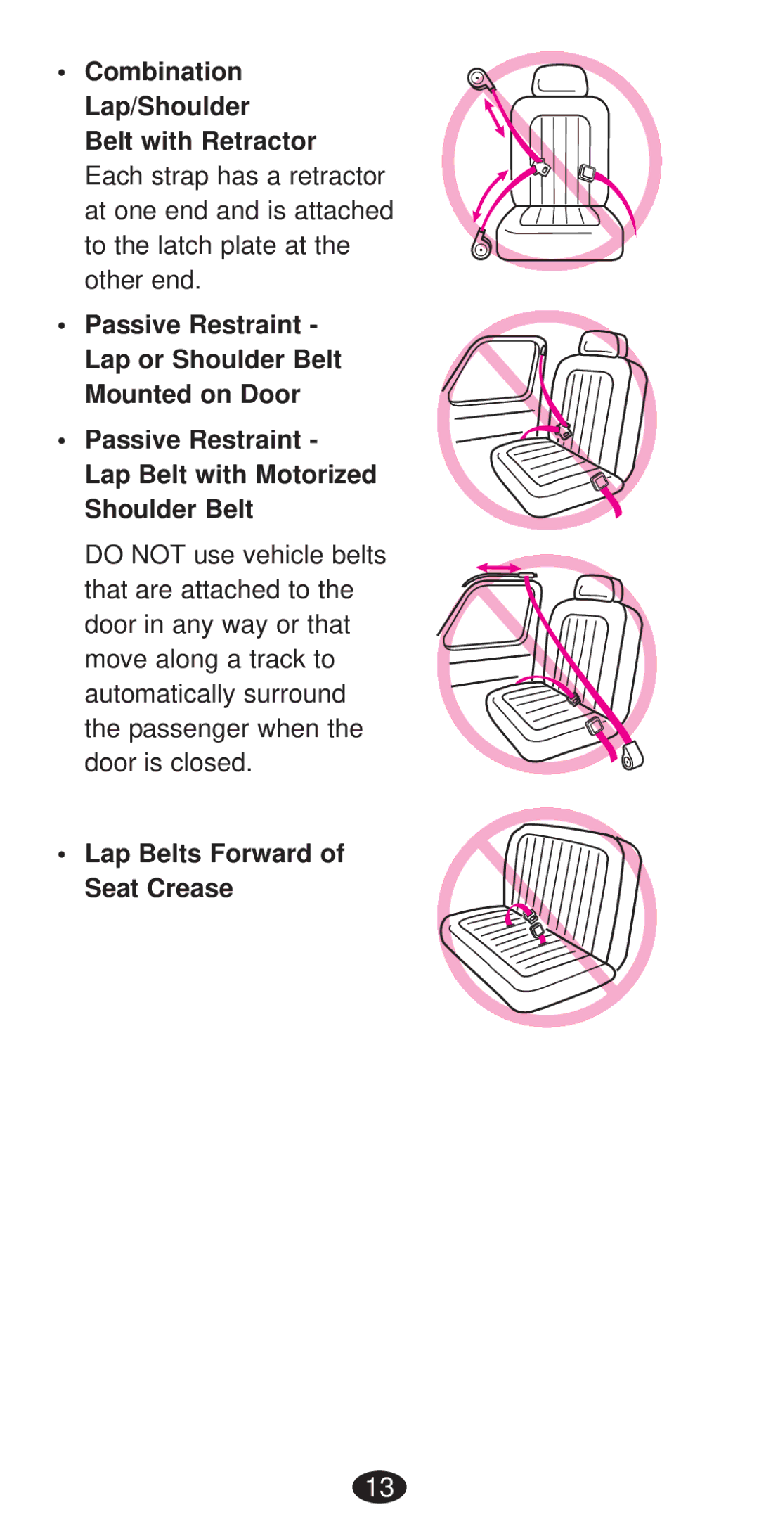 Graco Seat/Booster Seat manual Combination Lap/Shoulder Belt with Retractor, Lap Belts Forward of Seat Crease 