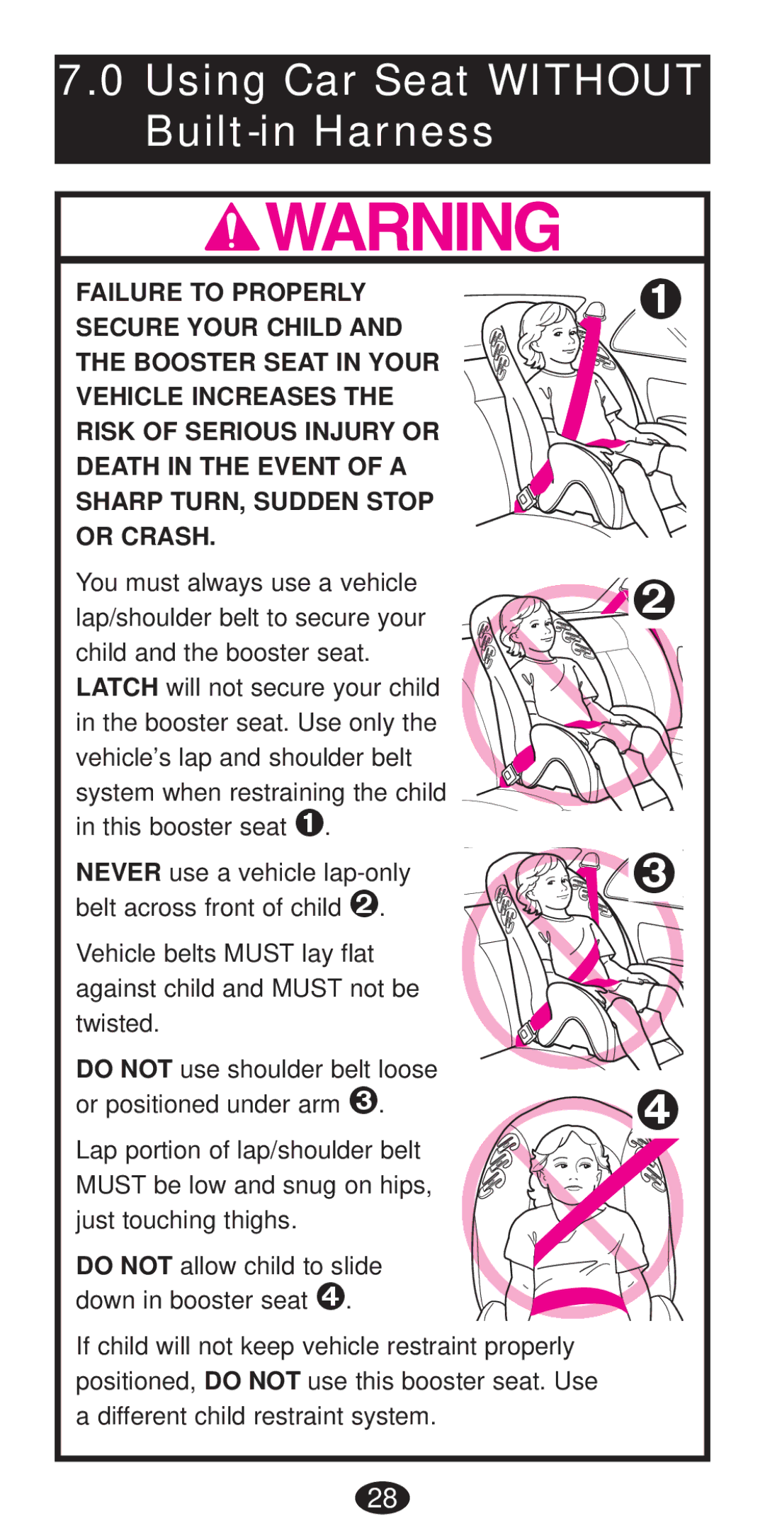 Graco Seat/Booster Seat manual Using Car Seat Without Built-in Harness 