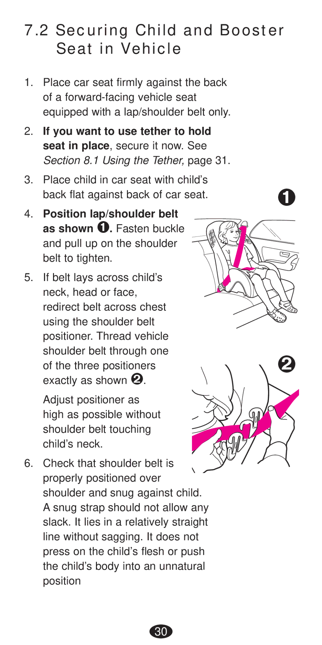 Graco Seat/Booster Seat manual Securing Child and Booster Seat in Vehicle, Position lap/shoulder belt 