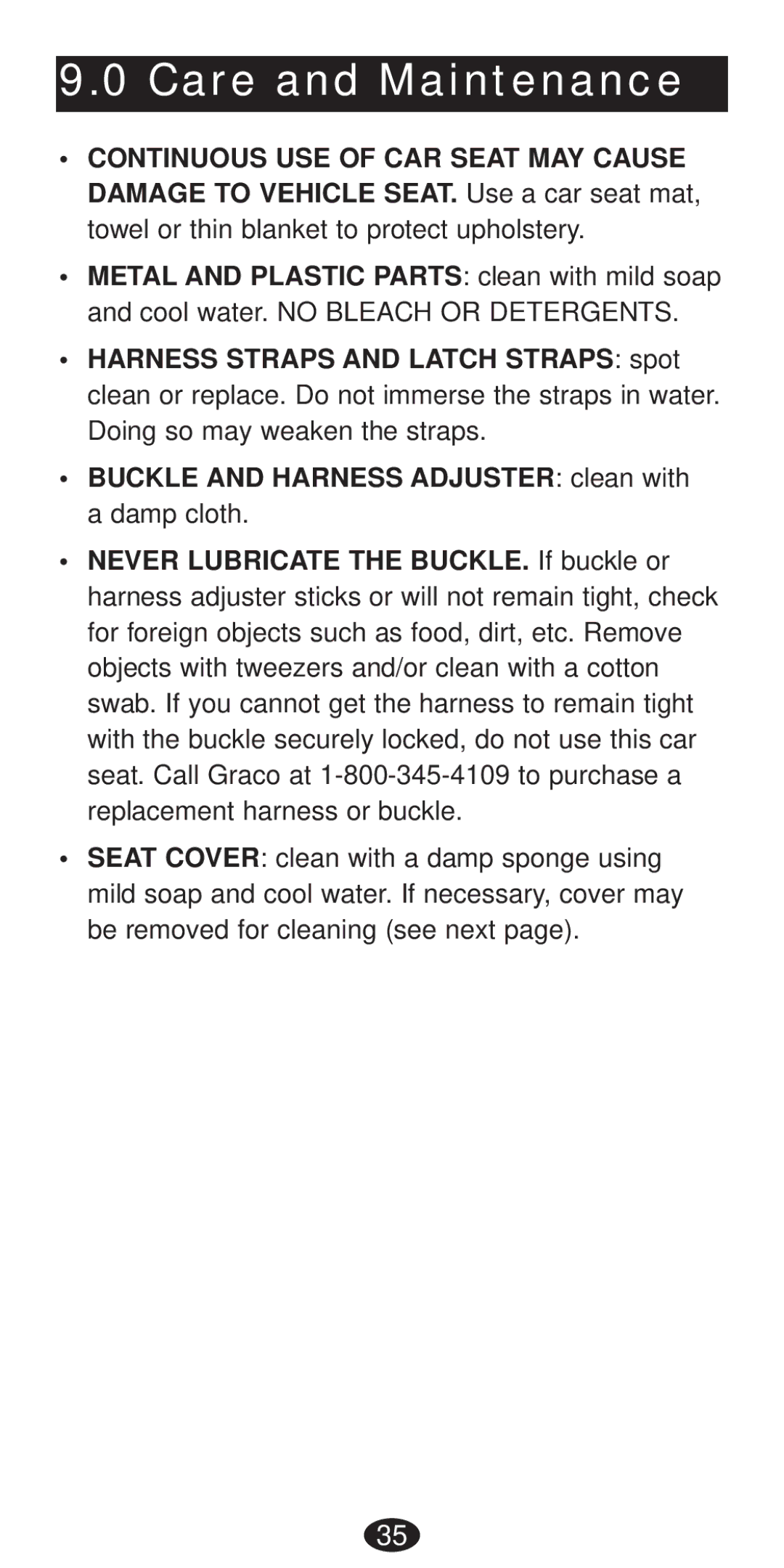 Graco Seat/Booster Seat manual Care and Maintenance 