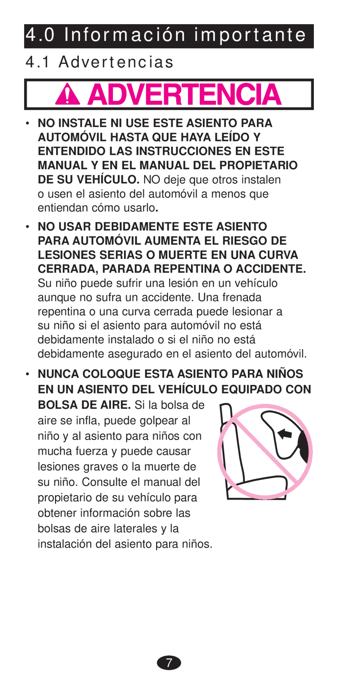 Graco Seat/Booster Seat manual Información importante, Advertencias 