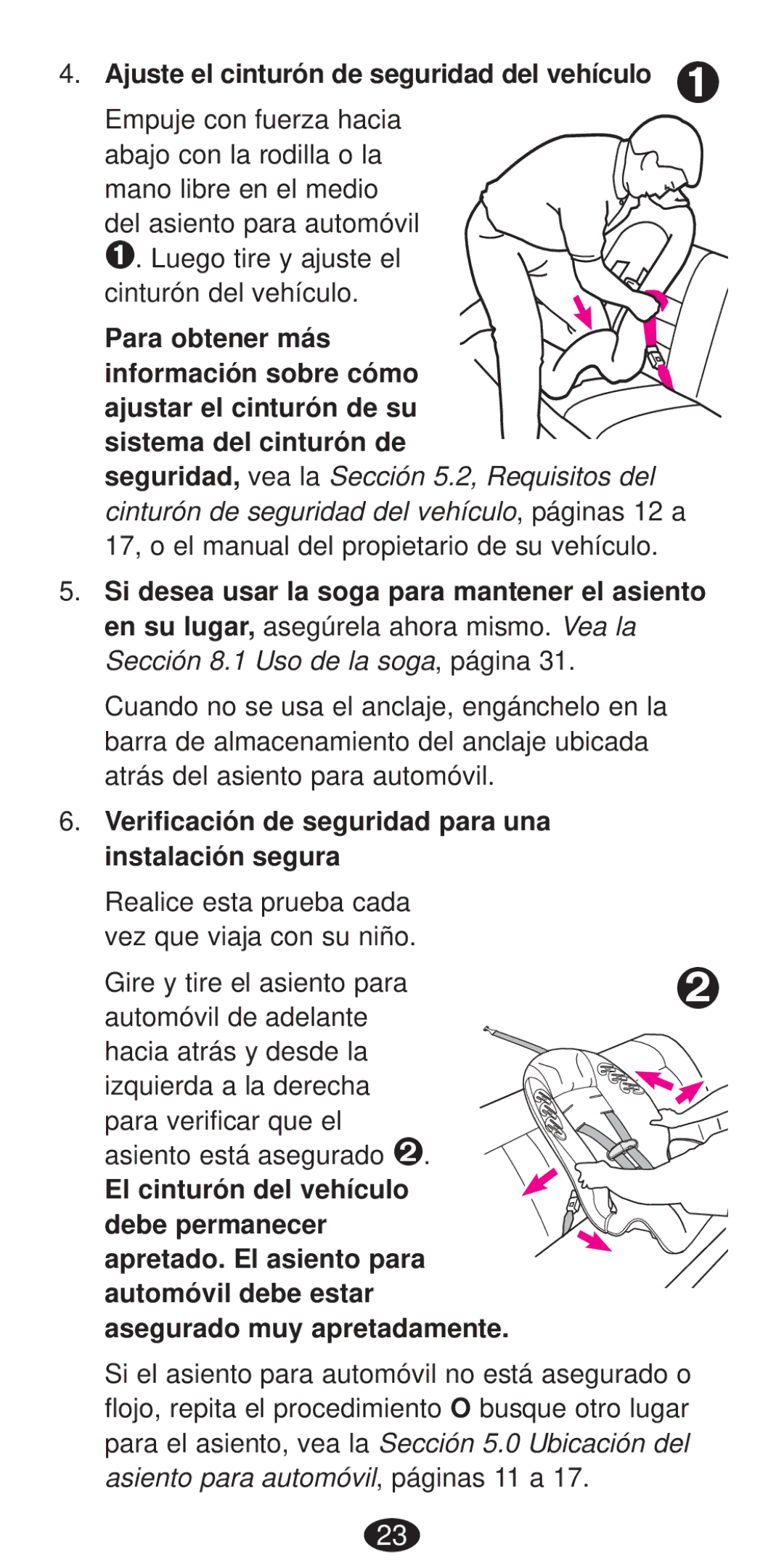 Graco Seat/Booster Seat manual Ajuste el cinturón de seguridad del vehículo 