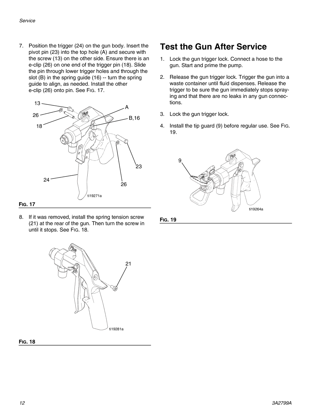 Graco Series A, 262854 important safety instructions Test the Gun After Service 