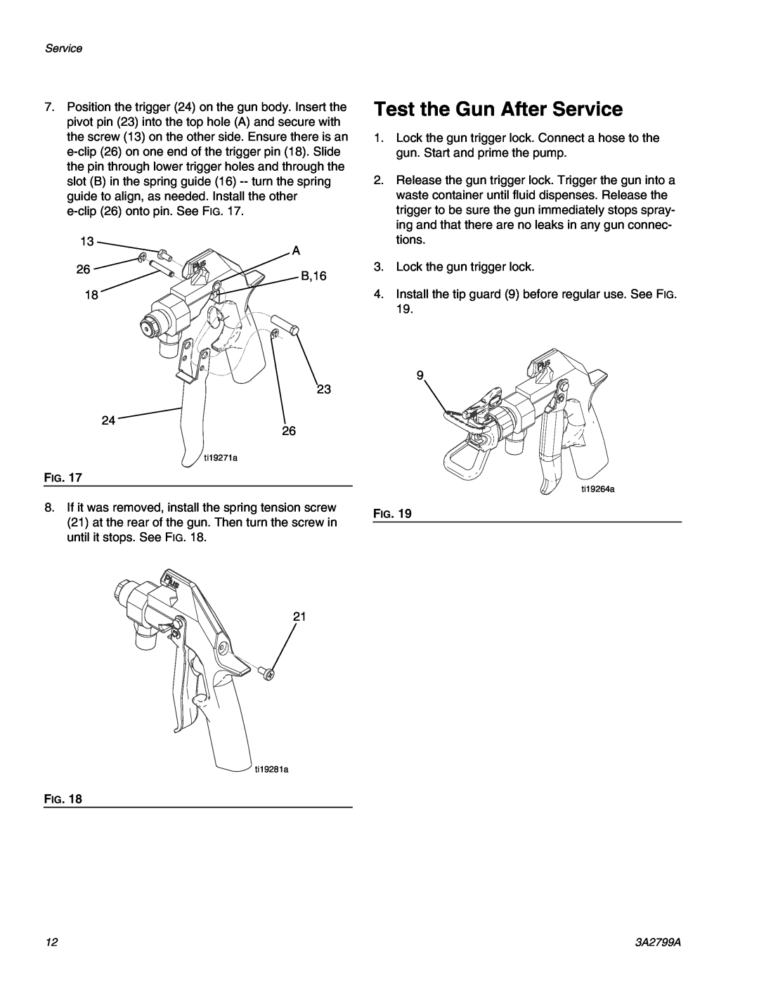 Graco Series A, 262854 important safety instructions Test the Gun After Service 