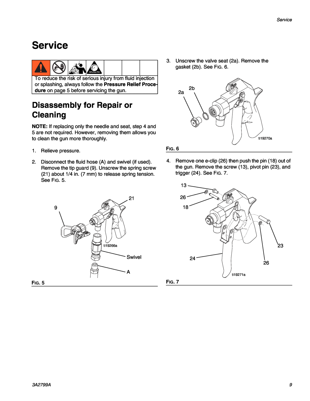Graco 262854, Series A important safety instructions Service, Disassembly for Repair or Cleaning 