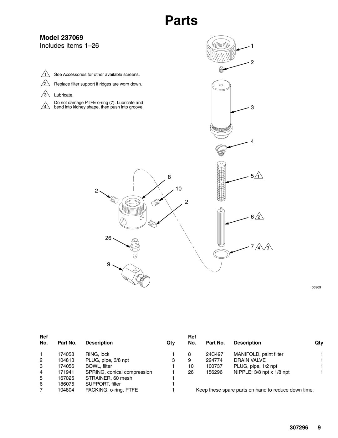 Graco Model 214726, Series A, Series C, Model 237069, Model 238620, Model 214724, Model 289310, Model 214624 Drain Valve 