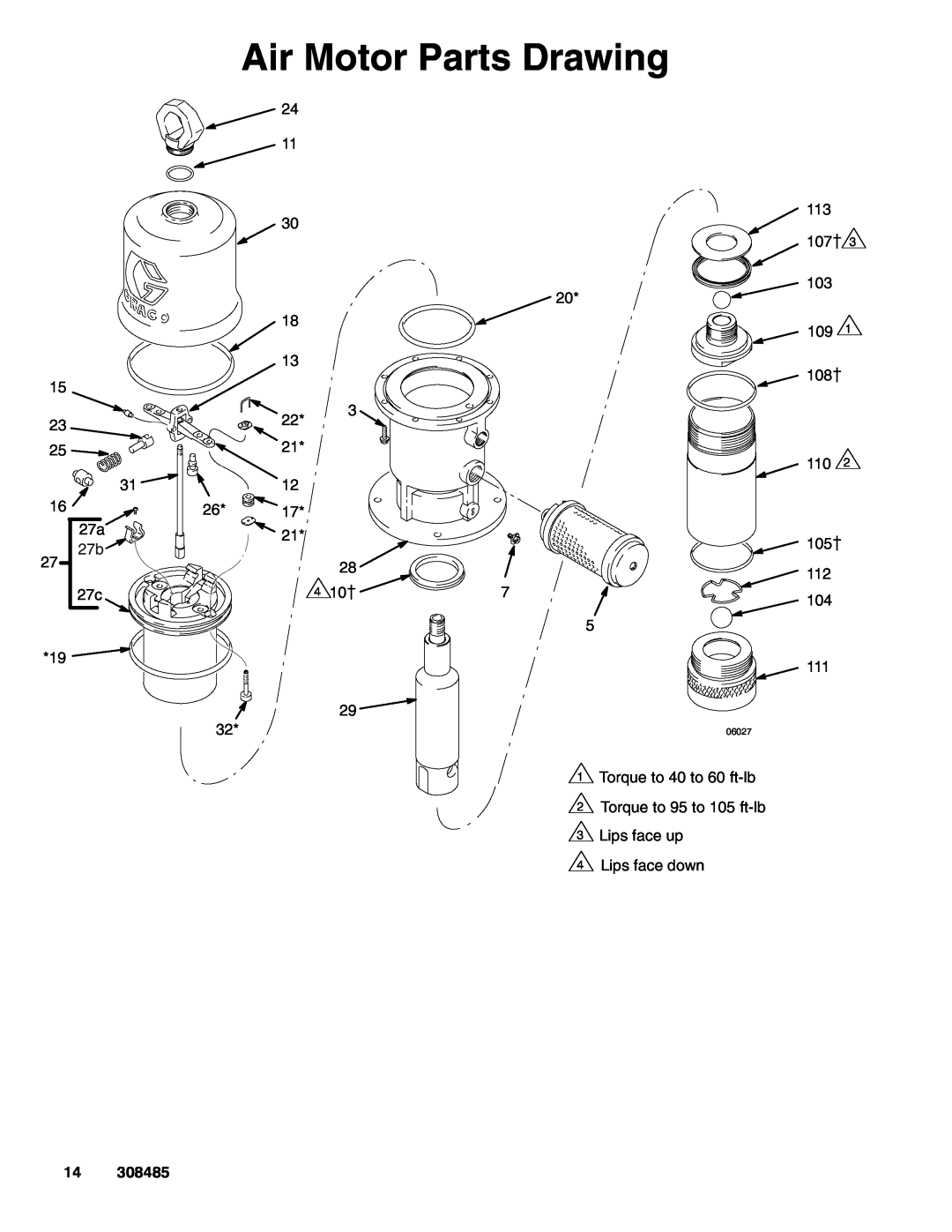 Graco Series B, 237526 dimensions Air Motor Parts Drawing 