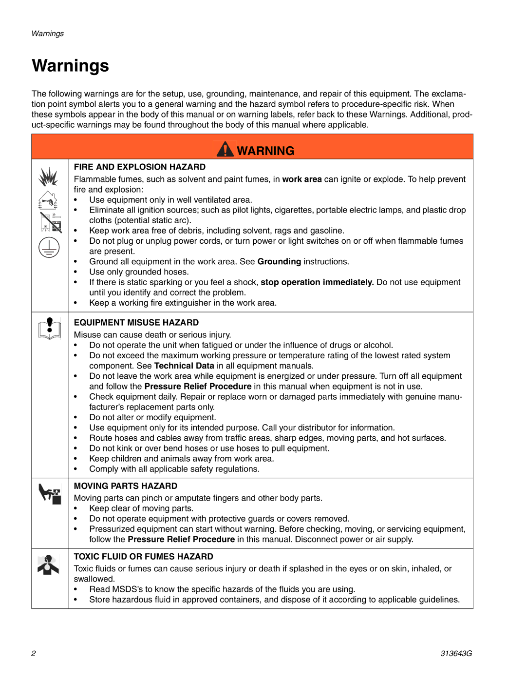 Graco 24C728 B, Series B, 24C729 warranty Fire and Explosion Hazard 