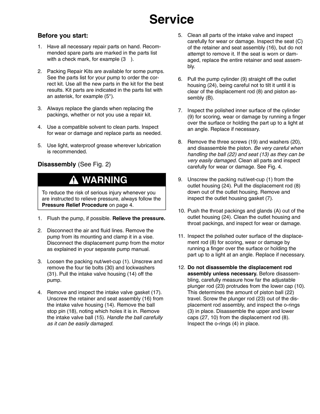 Graco 223177, Series D important safety instructions Before you start, Disassembly See Fig 