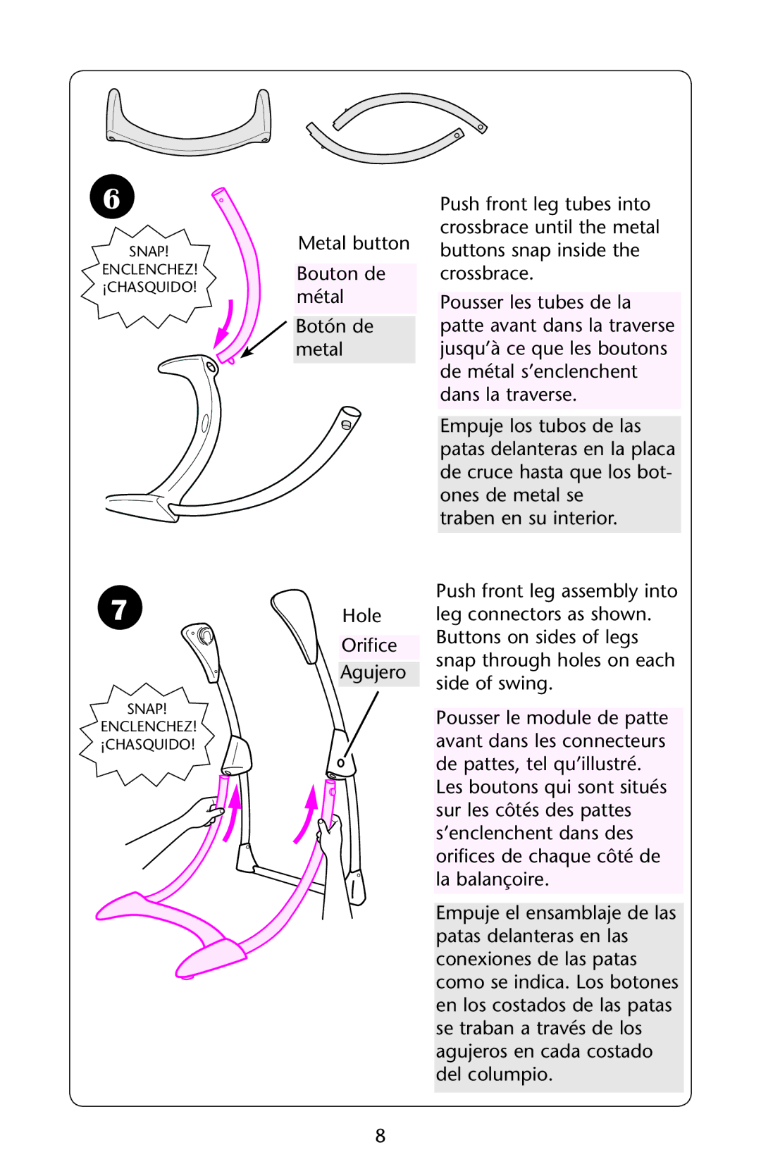 Graco Silhouette Swing owner manual Enclenchez ¡CHASQUIDO 