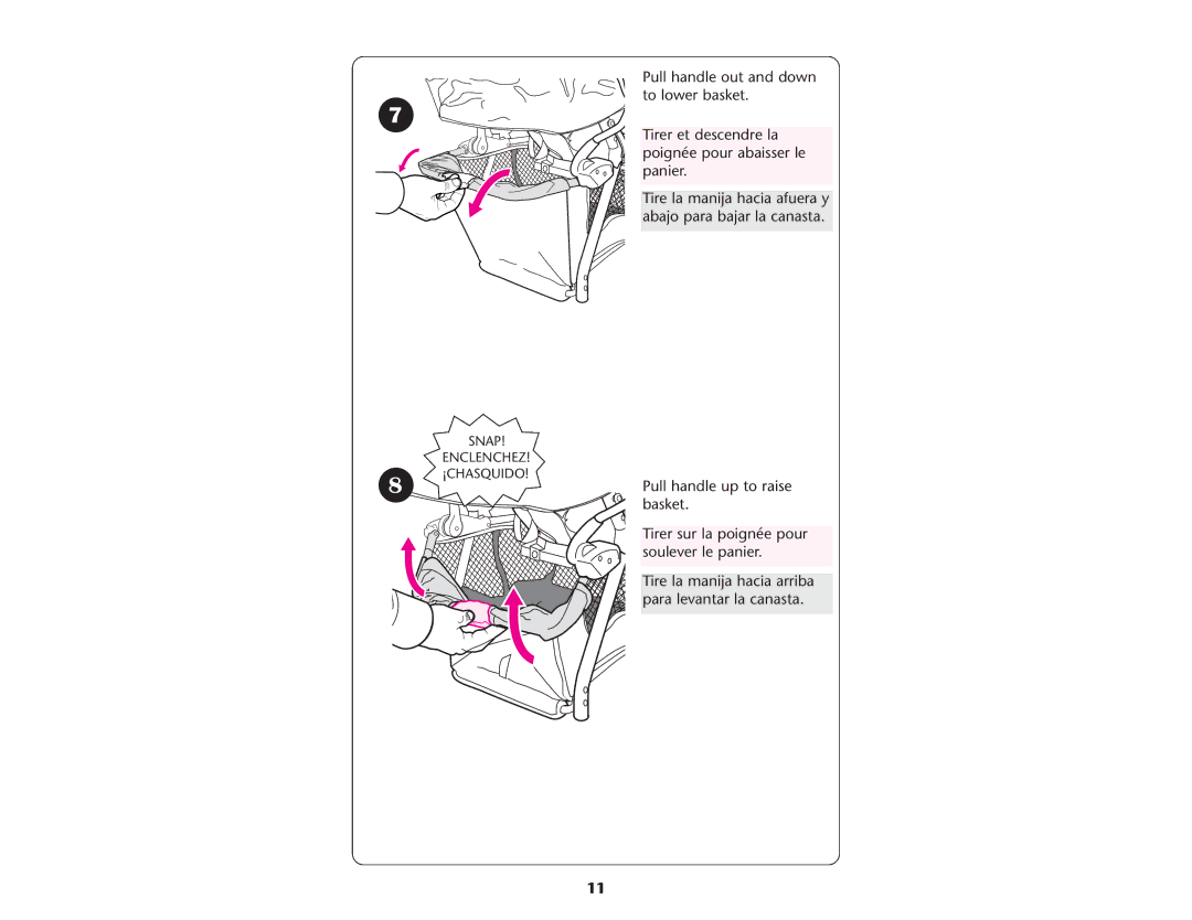 Graco Stroller owner manual Snap Enclenchez ¡CHASQUIDO 