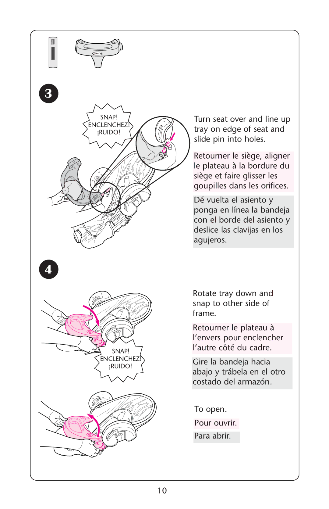 Graco Swing n' Bounce owner manual Snap Enclenchez ¡RUIDO 