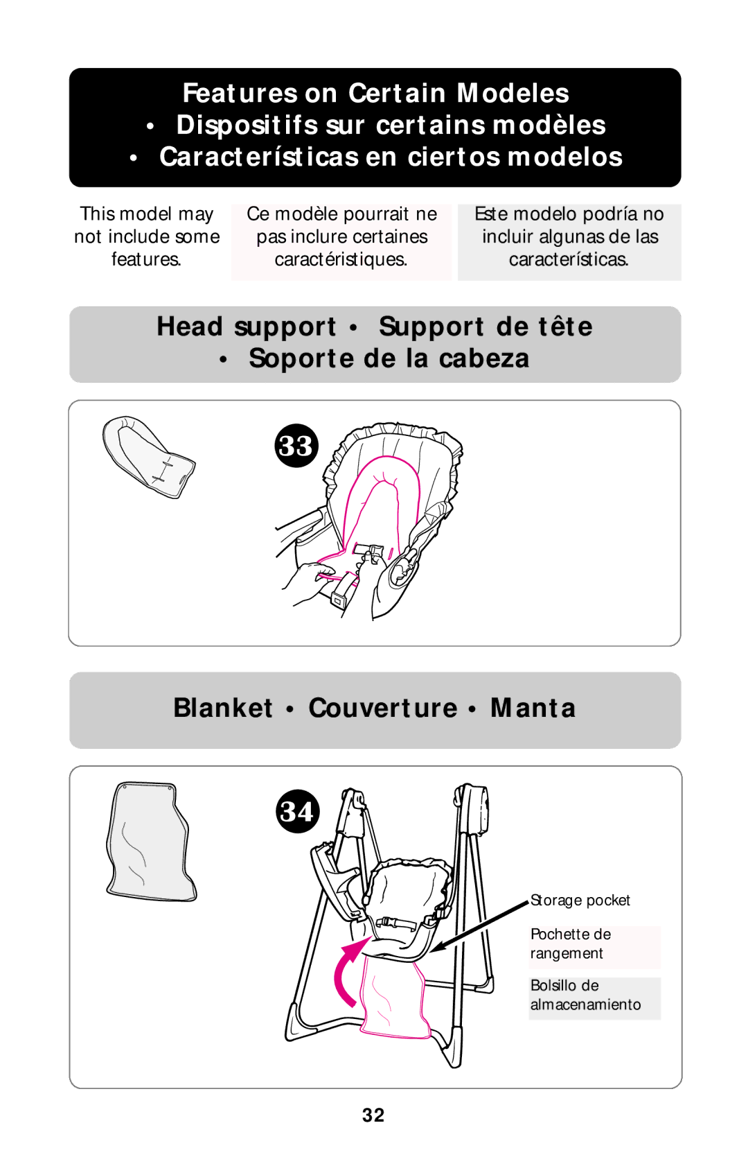 Graco Swing Set owner manual Caractéristiques Características 