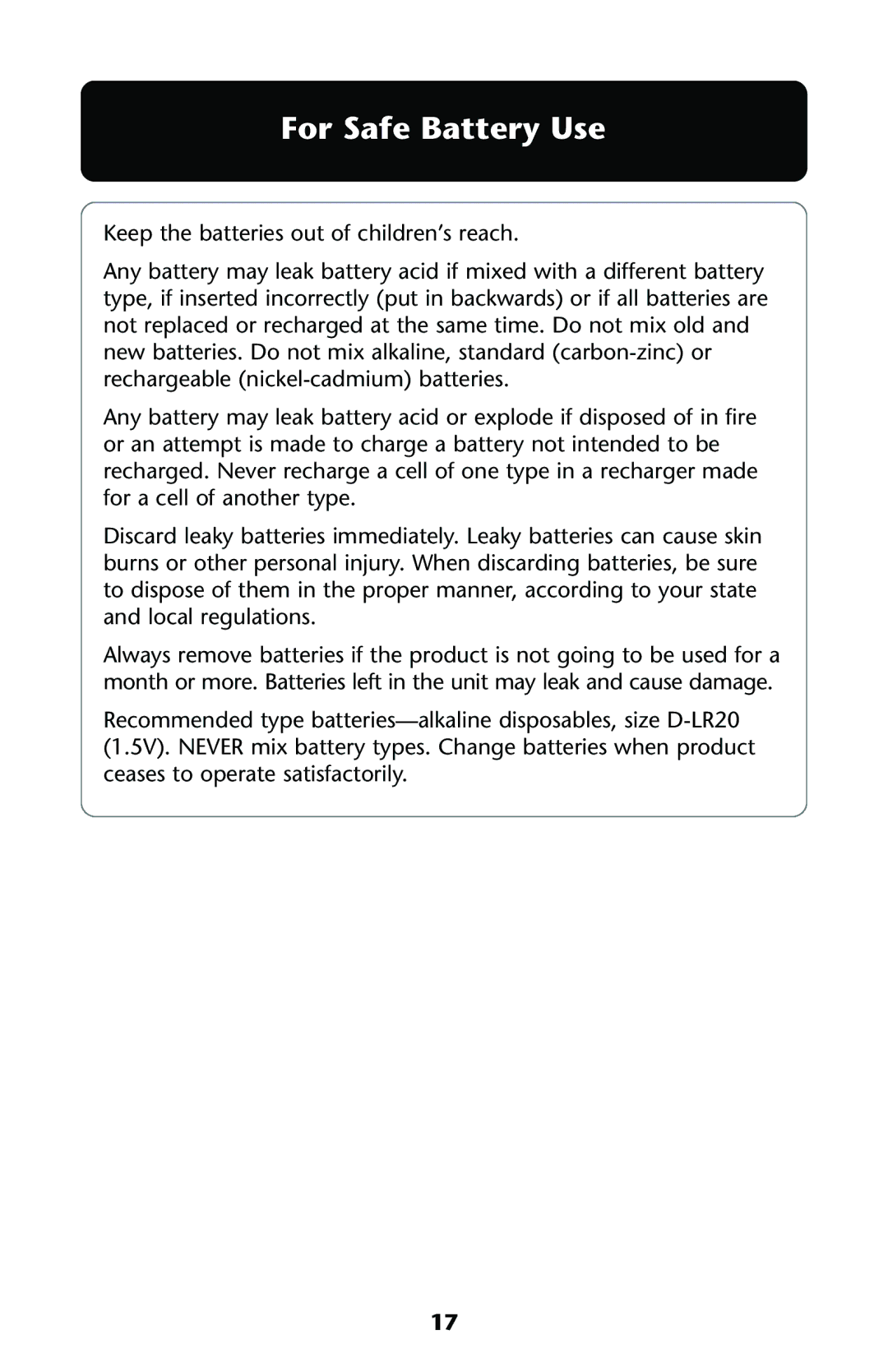 Graco Swing owner manual For Safe Battery Use 