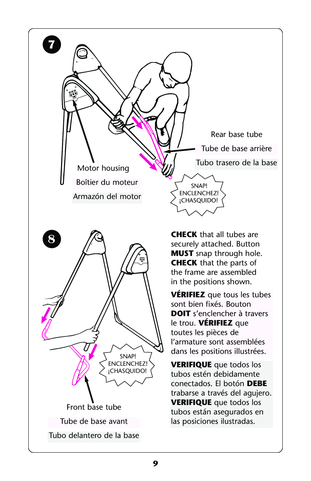 Graco Swing owner manual Motor housing Boîtier du moteur Armazón del motor 