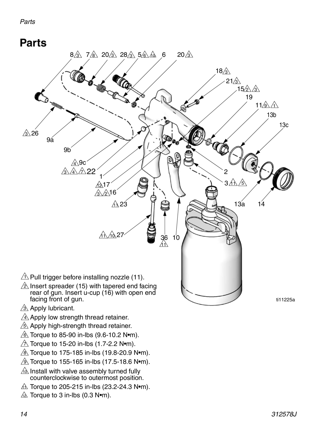 Graco ti1109 important safety instructions Parts 