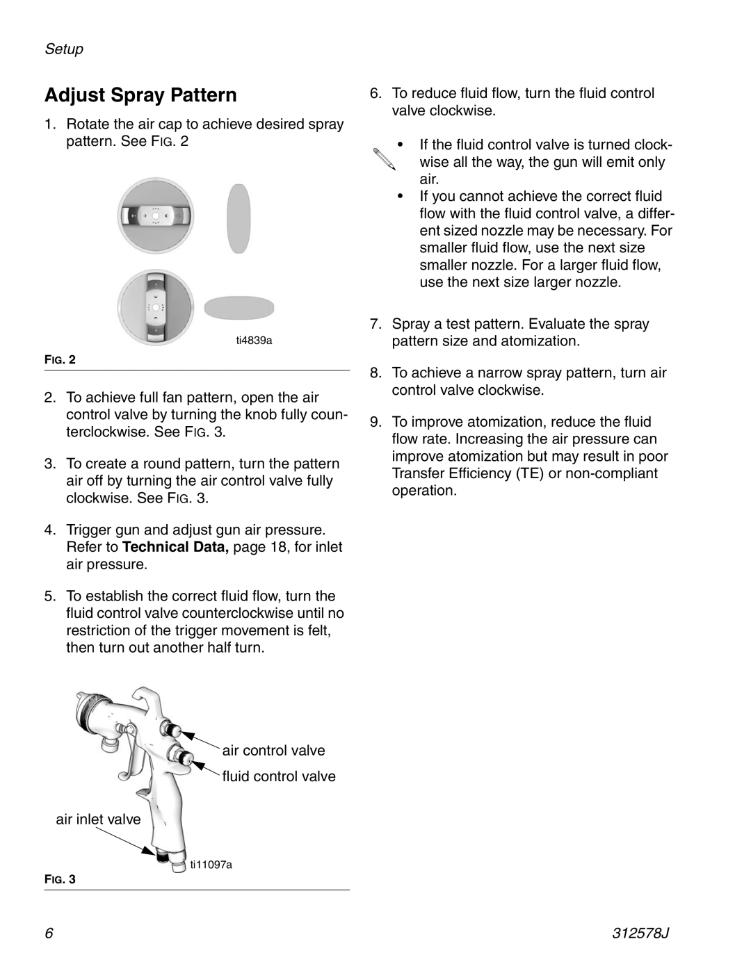 Graco ti1109 important safety instructions Adjust Spray Pattern 