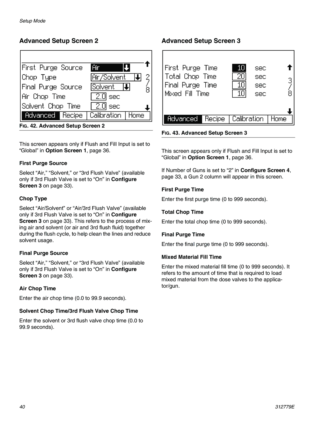 Graco TI12552a First Purge Source, Chop Type, Final Purge Source, Air Chop Time, First Purge Time, Total Chop Time 