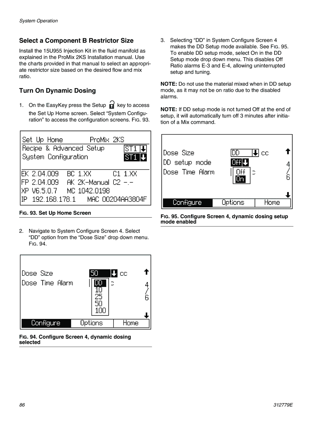 Graco TI12552a, TI12553a important safety instructions Select a Component B Restrictor Size, Turn On Dynamic Dosing 