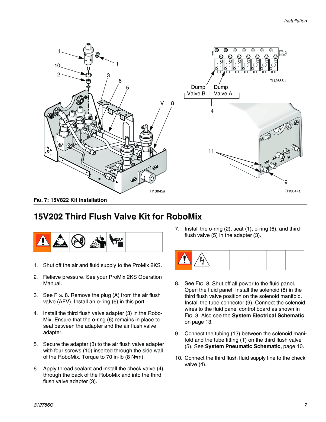 Graco TI12743a 15V202 Third Flush Valve Kit for RoboMix, 15V822 Kit Installation, See System Pneumatic Schematic, page 