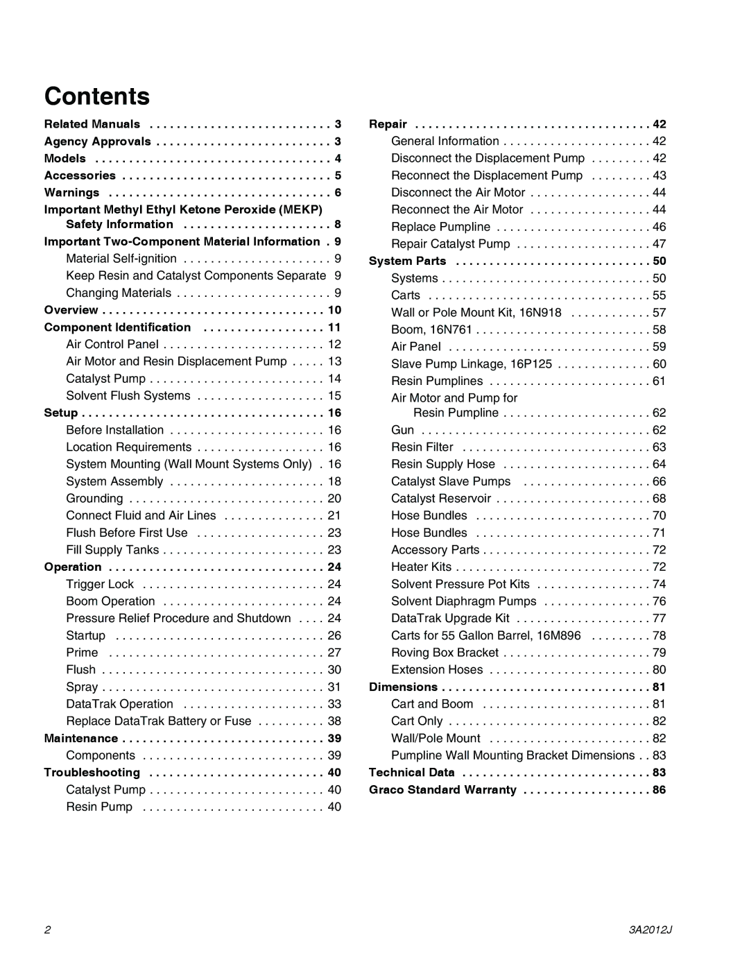 Graco ti18526c, ti18524d, ti18496b specifications Contents 