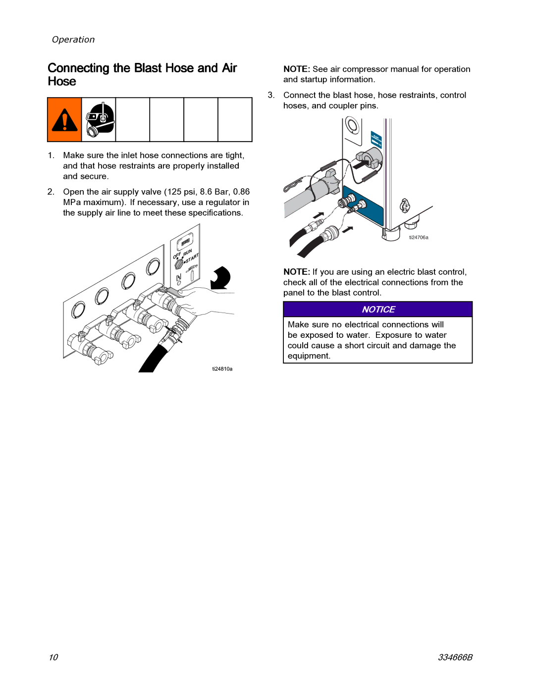 Graco ti25442a manual Connecting the Blast Hose and Air Hose 