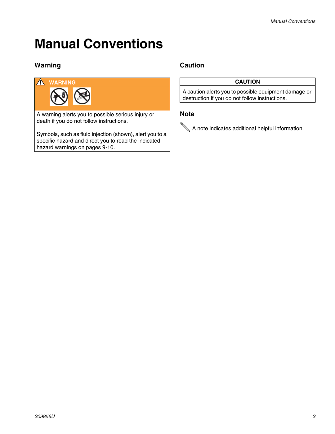 Graco TI3840a important safety instructions Manual Conventions 