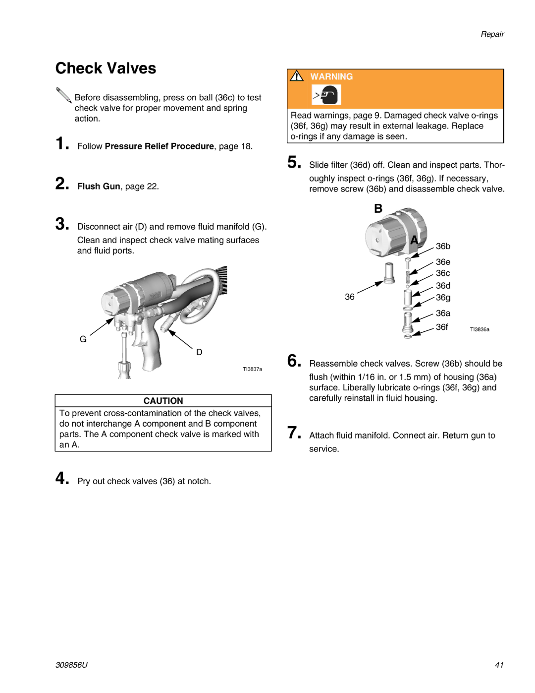 Graco TI3840a important safety instructions Check Valves 