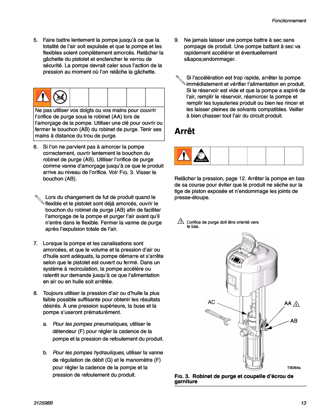 Graco TI8885a, TI8900a manual Arrêt 