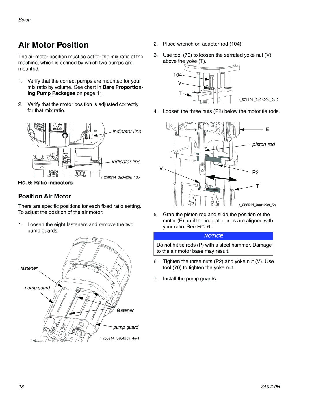 Graco XP70 important safety instructions Air Motor Position, Position Air Motor 