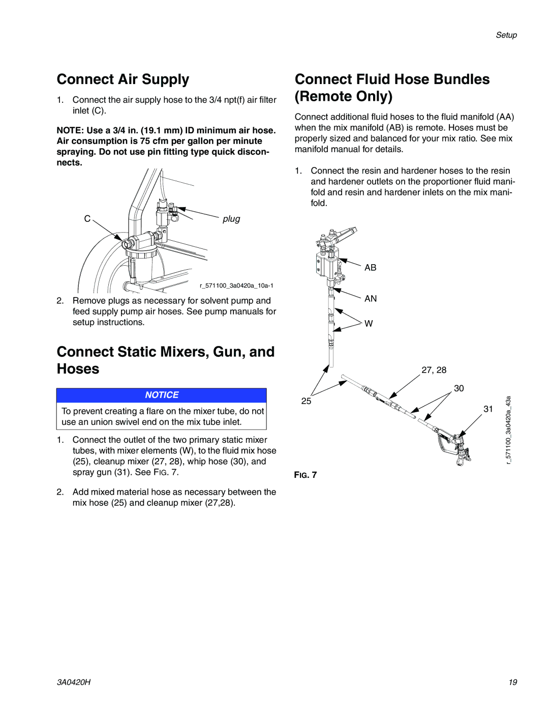 Graco XP70 Connect Air Supply, Connect Fluid Hose Bundles Remote Only, Connect Static Mixers, Gun, and Hoses 