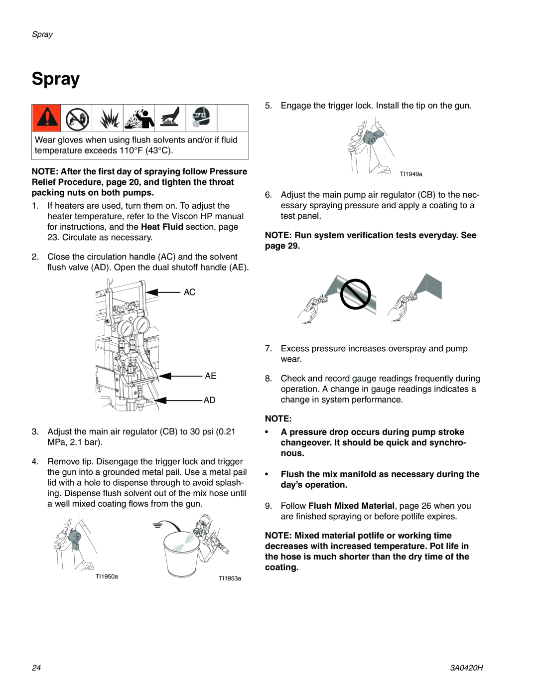 Graco XP70 important safety instructions Spray 