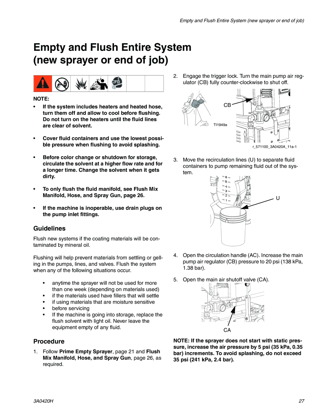 Graco XP70 important safety instructions Guidelines, Procedure 