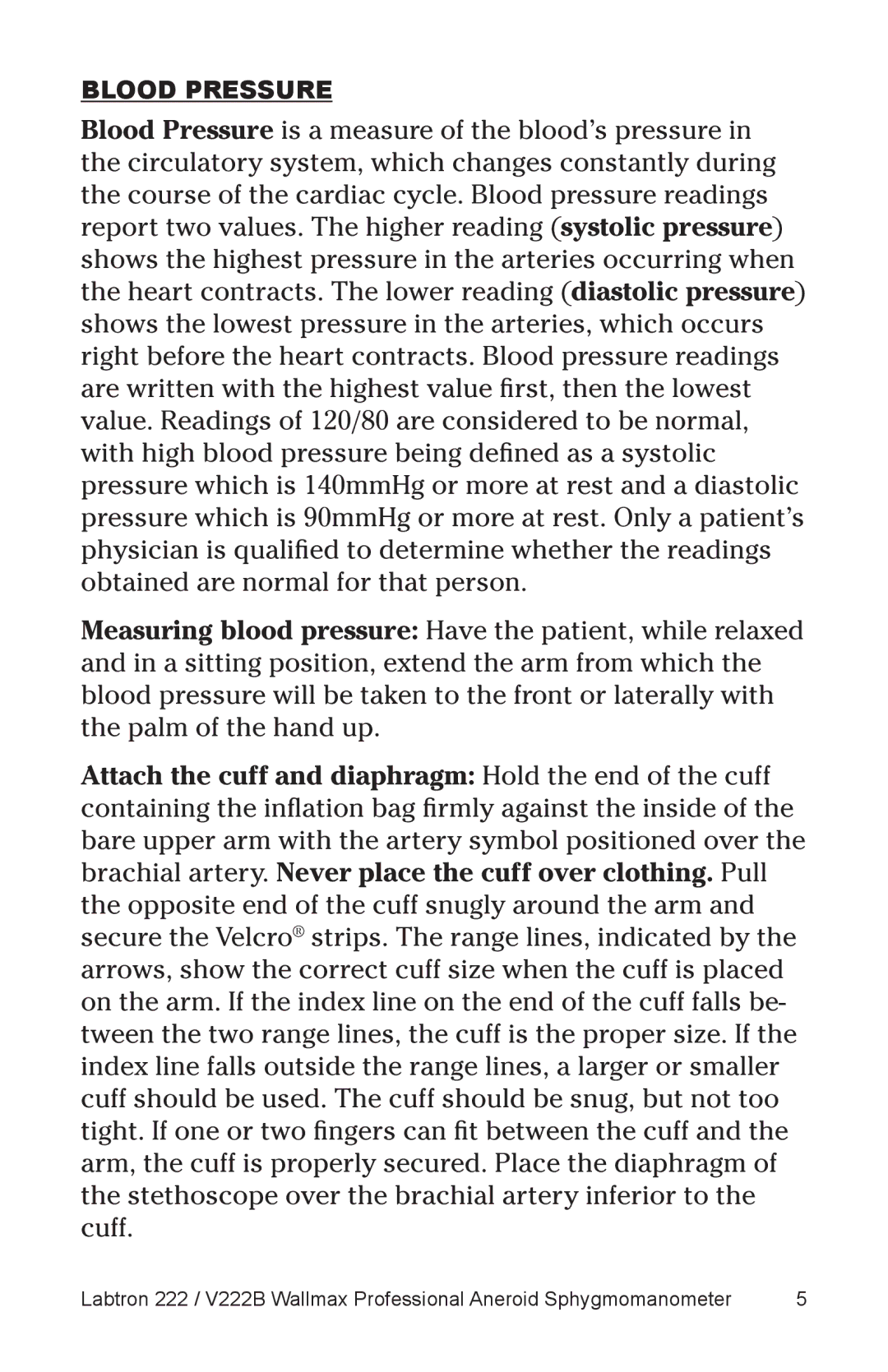 Graham Field V222B user manual Blood Pressure 