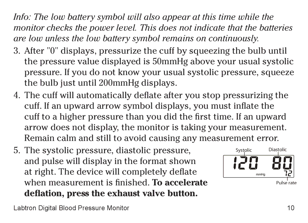 Graham Field 707A-INS-LAB-RevD11 user manual Systolic Diastolic Pulse rate 