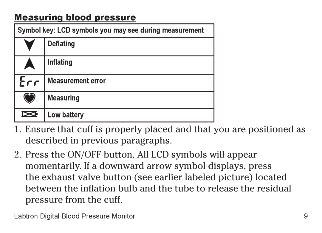 Graham Field 707A-INS-LAB-RevD11 user manual Measuring blood pressure 