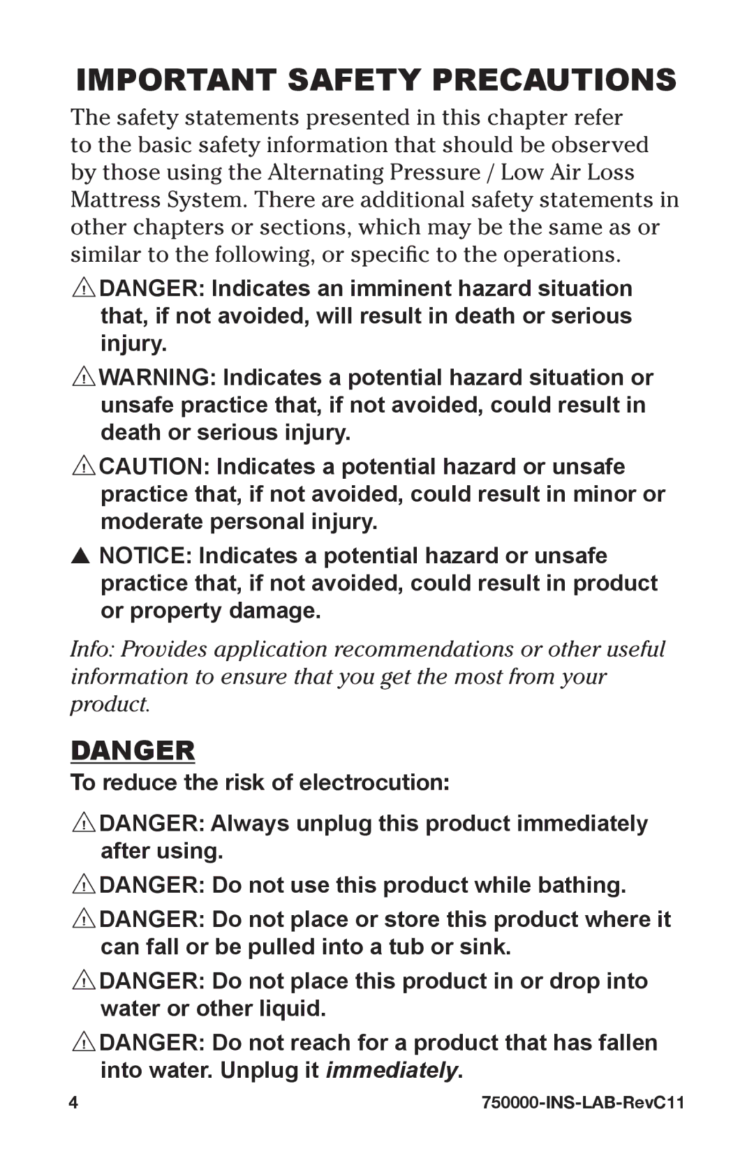 Graham Field 750000 user manual Important Safety Precautions 