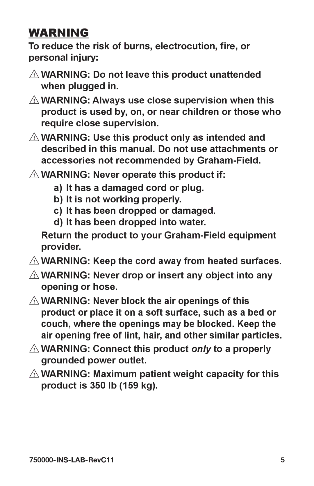 Graham Field 750000 user manual INS-LAB-RevC11 