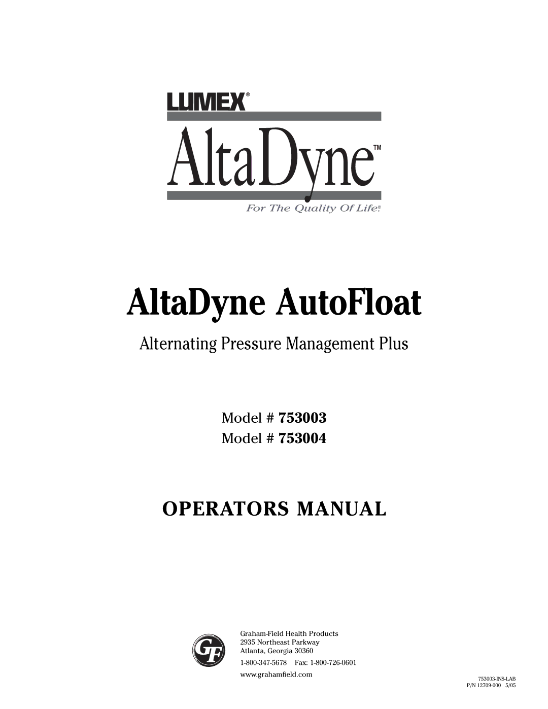 Graham Field 753004, 753003 manual AltaDyne AutoFloat 