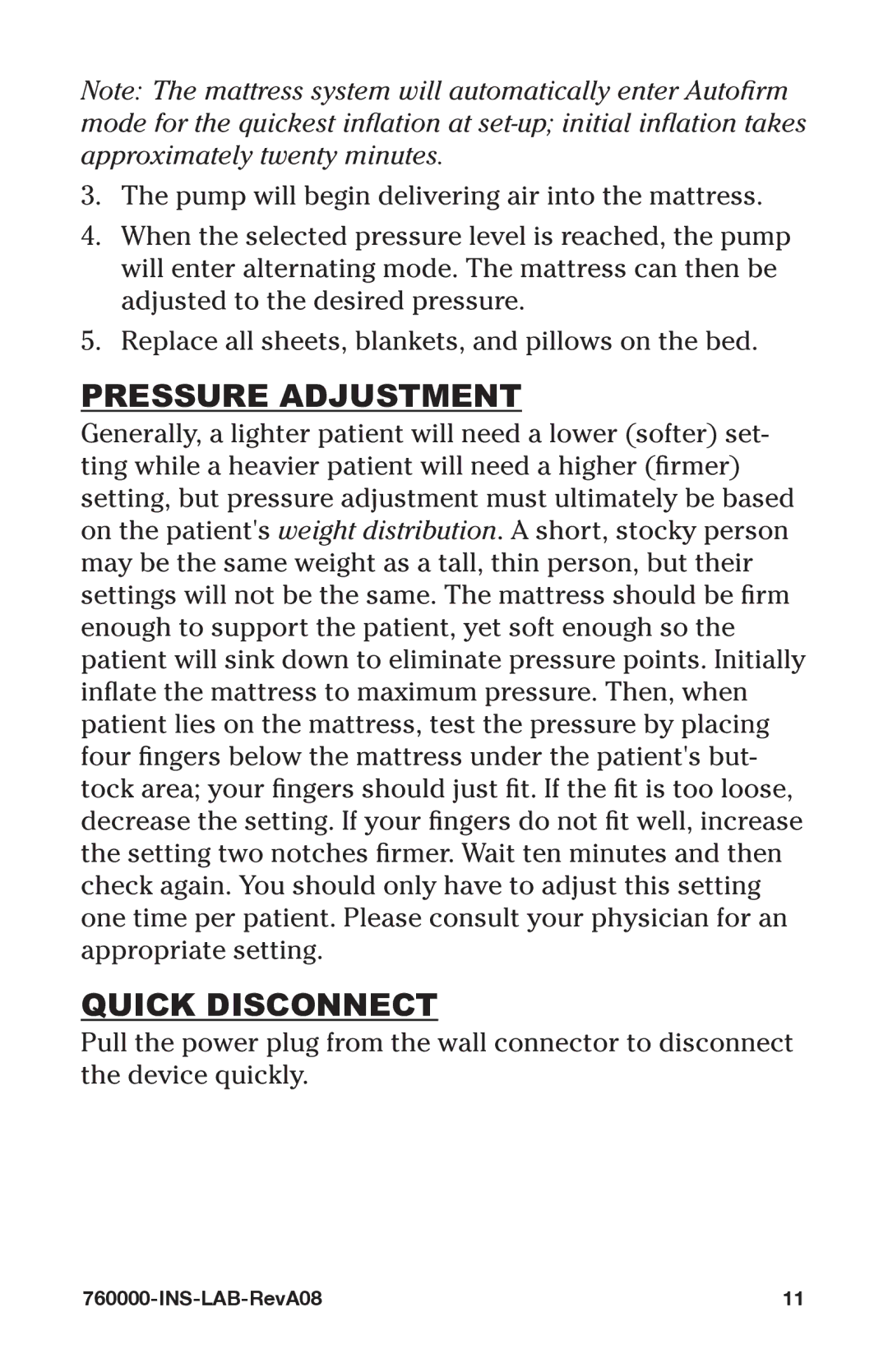 Graham Field 760000-INS-LAB-RevA08 user manual Pressure adjustment, Quick disconnect 