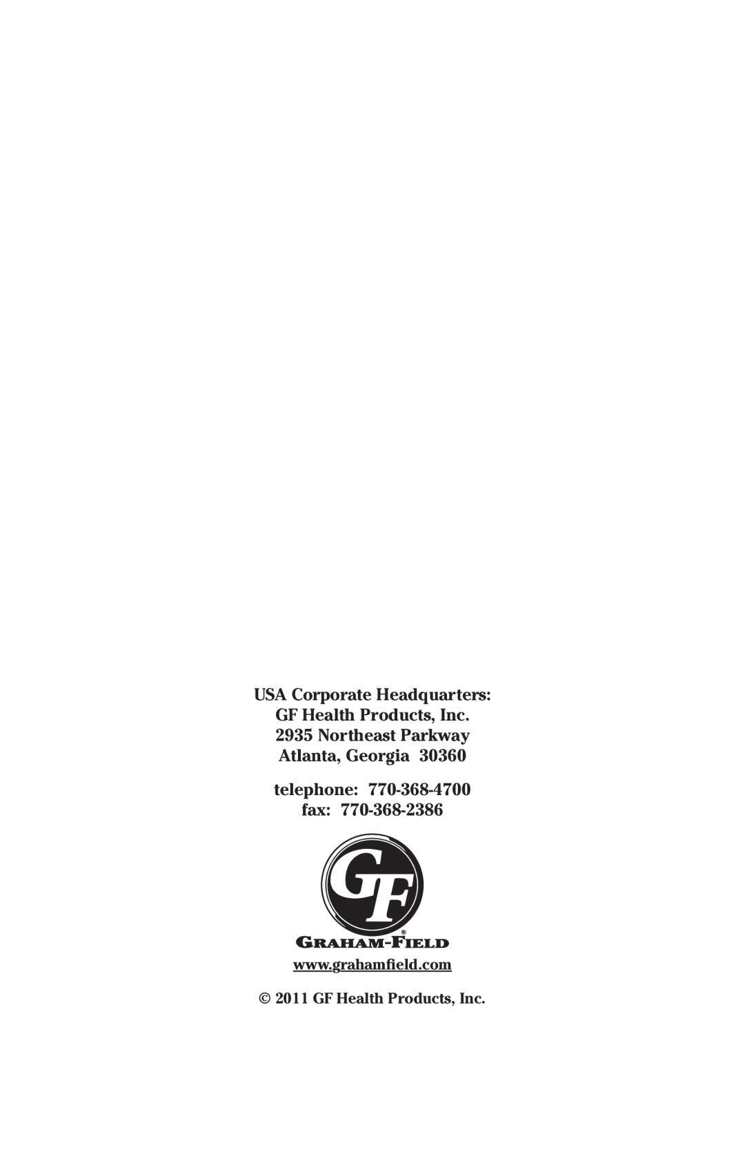 Graham Field 765000 user manual GF Health Products, Inc 