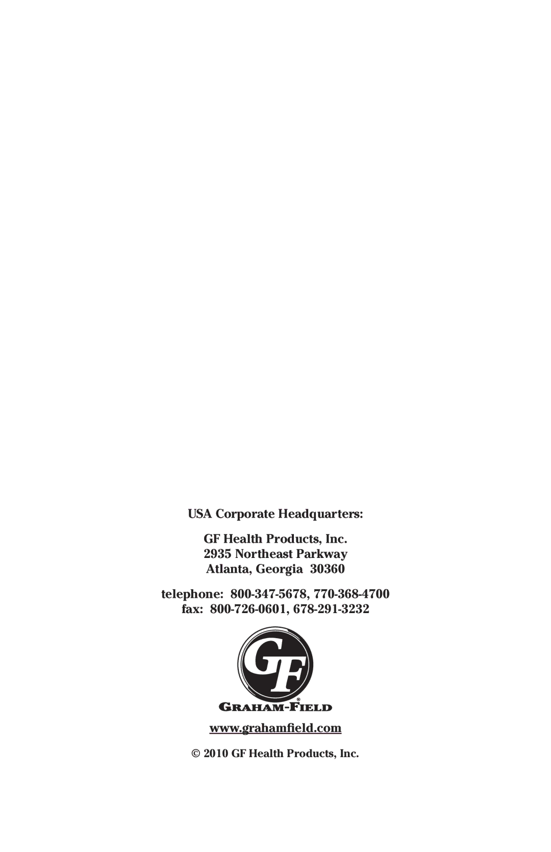 Graham Field 765000 user manual GF Health Products, Inc 