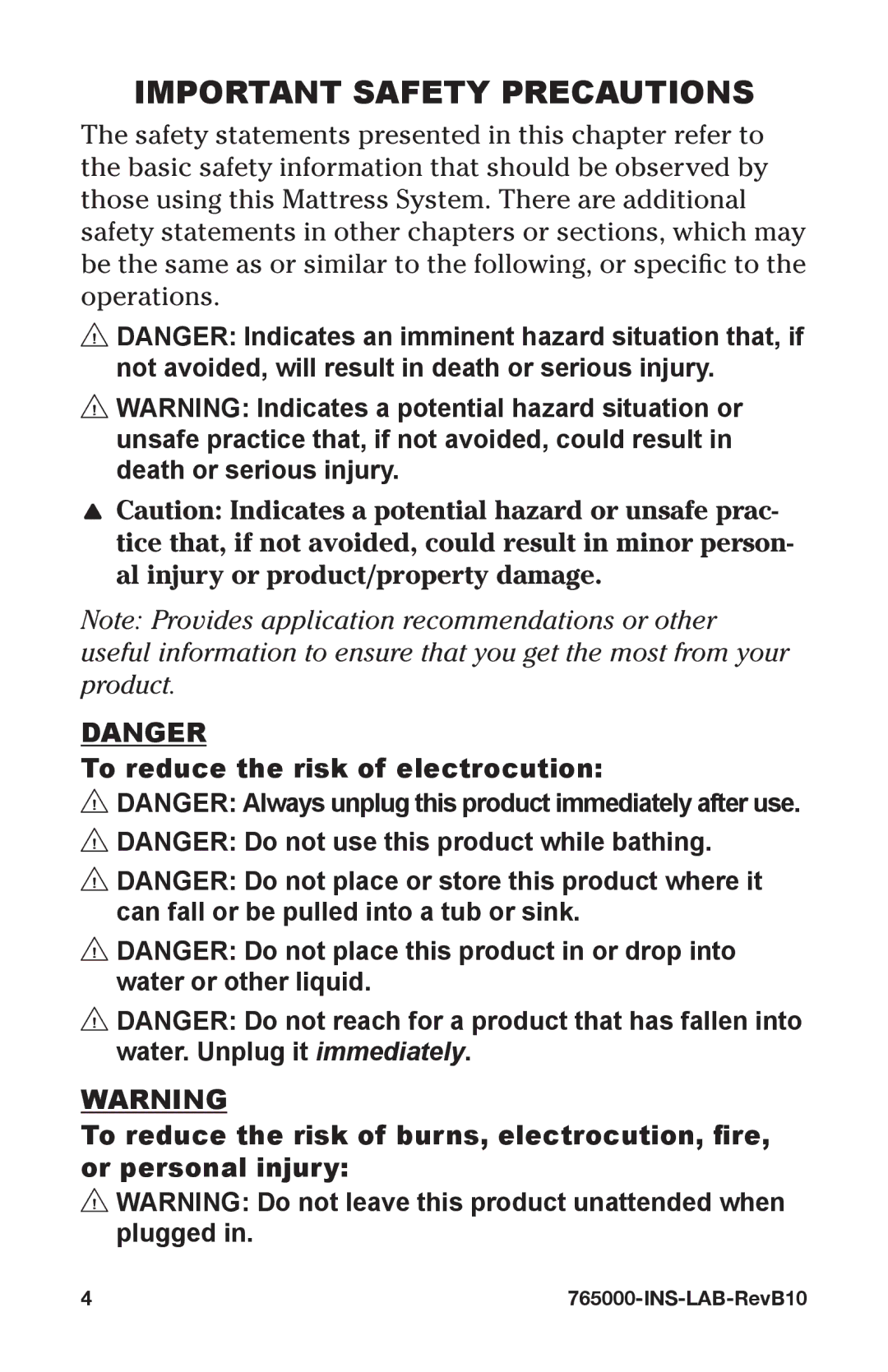 Graham Field 765000 user manual Important Safety Precautions 