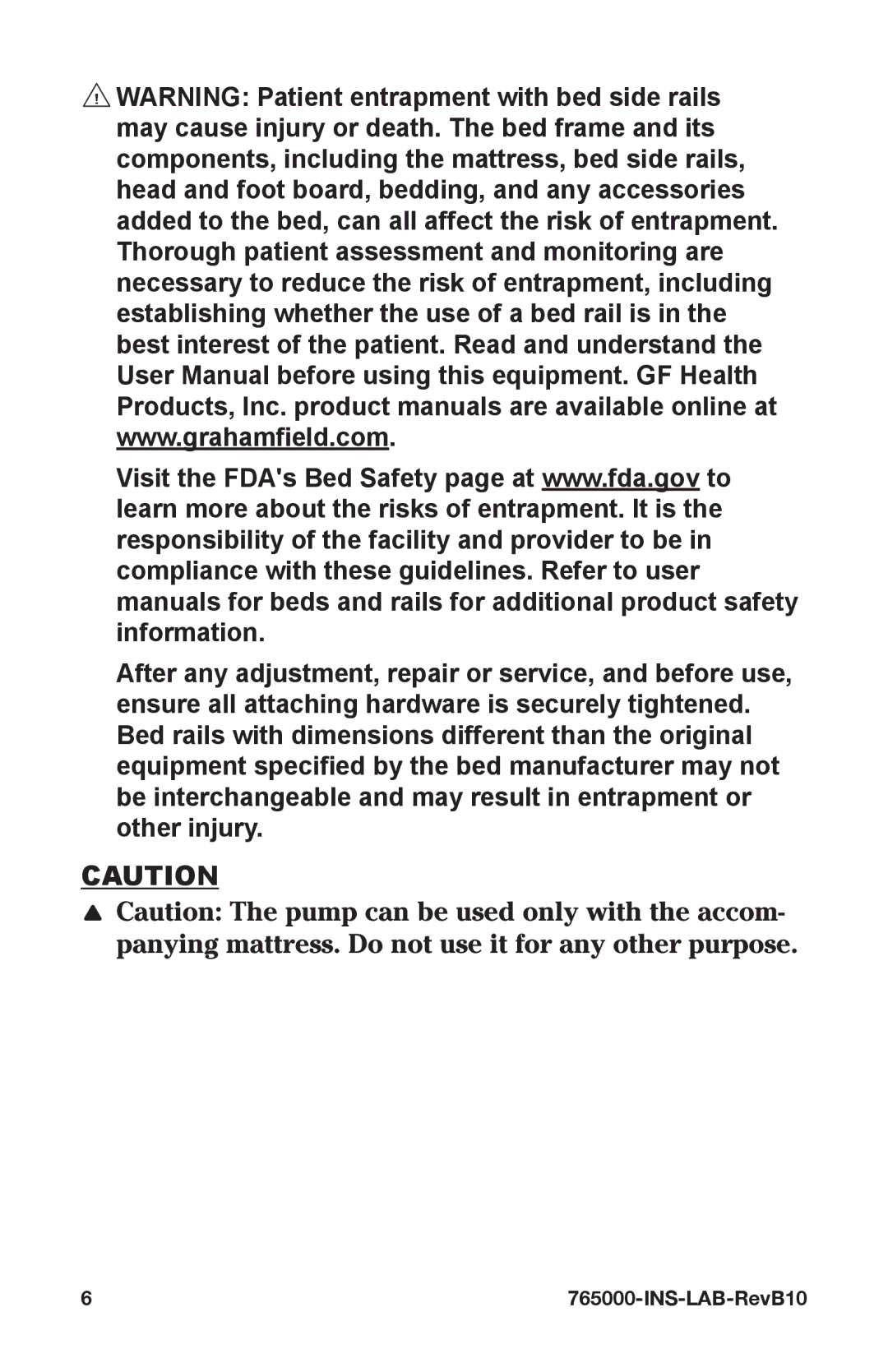 Graham Field 765000 user manual INS-LAB-RevB10 