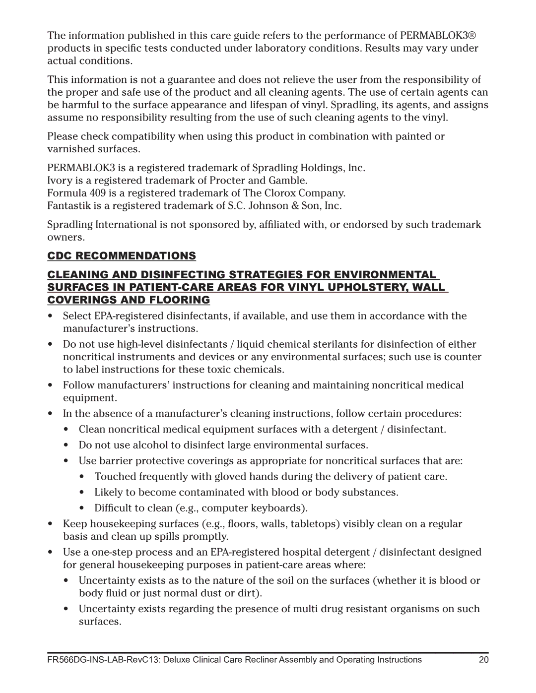 Graham Field FR566G operating instructions 